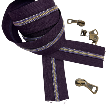 Preview: Reißverschluss Pflaume Antikmessing Lila